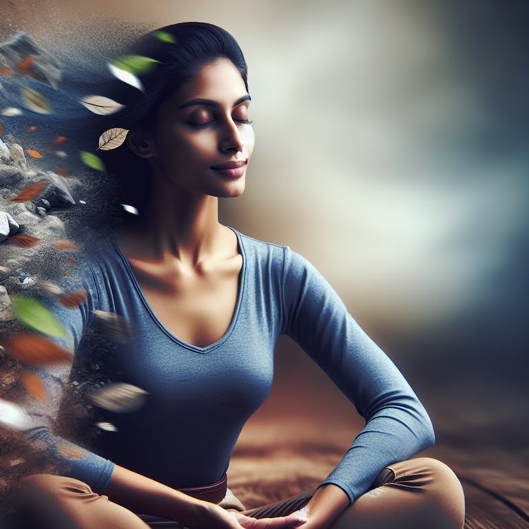 AI generated image of a woman at peace.