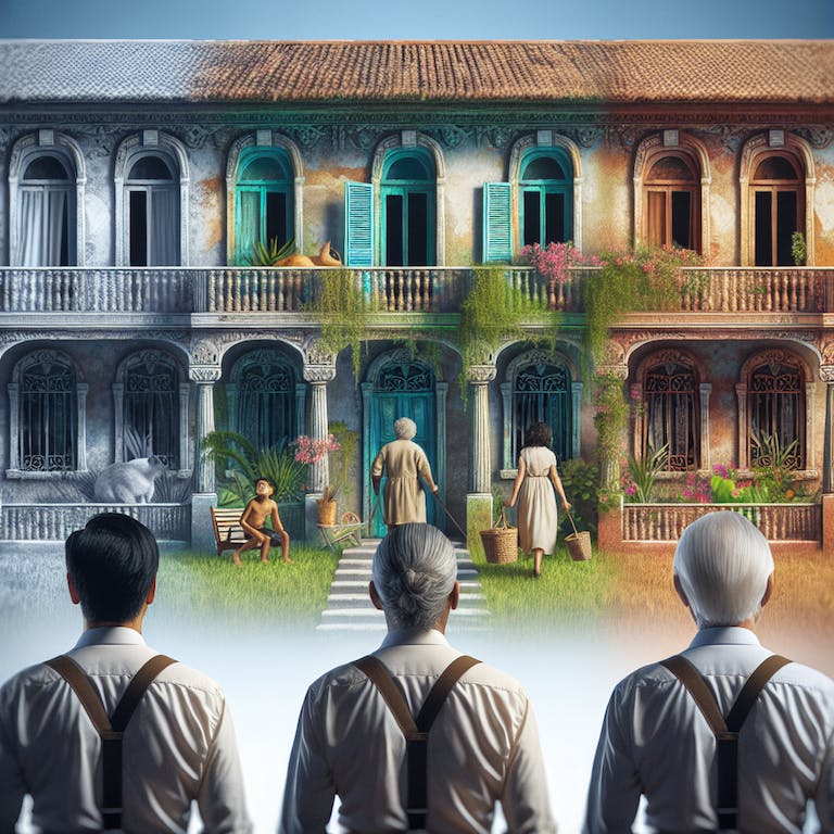 Funky Media AI generated image of Perspective using the same house from three different viewpoints.