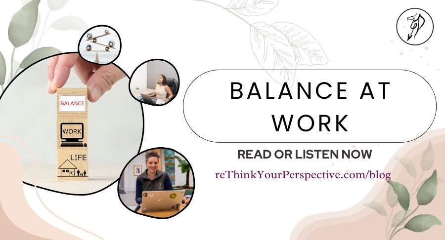 Blog banner for the balance at work blog.
